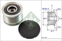 Schaeffler INA 535017810 - Código de motor: EP3C<br>Corriente de carga alternador [A]: 80<br>Restricción de fabricante: Mitsubishi<br>Equipamiento de vehículo: para vehículos sin aire acondicionado<br>Nº alternador: A005 TG 0881ZE<br>Nº art. herramienta recomendada: VKN 350<br>para generador con número OE: 5705.KQ<br>para n° fabricante: F-560968.XX<br>Número de nervaduras: 6<br>Diámetro interior [mm]: 17<br>Diámetro exterior [mm]: 49,3<br>Artículo complementario / información complementaria 2: se requiere herramiente especial para montaje<br>