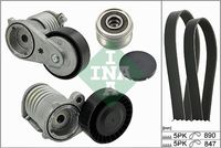 Schaeffler INA 529012310 - Unidades accionadas: Alternador<br>nº de motor hasta: 619467<br>Equipamiento de vehículo: para vehículos con climatizador<br>para n° fabricante: F-557564.XX<br>Longitud 1 [mm]: 890<br>Número de nervaduras: 5<br>Distancia del primer canal [mm]: 10,6<br>Poleas: con polea de rueda libre<br>Artículo complementario / información complementaria 2: Revisar/sustituir poleas libres del alternador<br>SVHC: No existen sustancias SVHC<br>