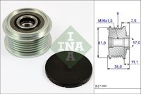 Schaeffler INA 535002210 - para n° fabricante: F-230846.XX<br>Ancho [mm]: 35<br>Número de nervaduras: 6<br>Diámetro exterior [mm]: 56<br>Artículo complementario / información complementaria 2: se requiere herramiente especial para montaje<br>