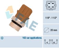 FAE 35580 - Equipamiento de vehículo: para vehículos con climatizador<br>Punto de conmutación [°C]: 119<br>Número de enchufes de contacto: 2<br>