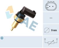 FAE 32706 - Medida de rosca: 9 mm<br>Tipo de sensor: NTC<br>Número de enchufes de contacto: 2<br>