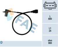 FAE 79011 - Longitud de cable [mm]: 570<br>Número de enchufes de contacto: 3<br>Resistencia [Ohm]: 900<br>Juego alternativo de reparación: 550279<br>Profundidad de montaje [mm]: 24<br>