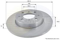 COMLINE ADC1302 - Lado de montaje: Eje trasero<br>Altura [mm]: 48<br>Tipo de disco de frenos: macizo<br>Espesor de disco de frenos [mm]: 10<br>Espesor mínimo [mm]: 8<br>Número de taladros: 4<br>Diámetro exterior [mm]: 239<br>Número de orificios: 4<br>Diámetro de centrado [mm]: 61<br>corona de agujeros - Ø [mm]: 100<br>Superficie: revestido<br>