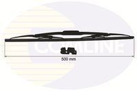 COMLINE CCWB500 - Lado de montaje: delante<br>Unidad de cantidad: Juego<br>Styling: con spoiler<br>Longitud 1 [mm]: 500<br>Longitud 2 [mm]: 500<br>Tipo de escobilla: Escobillas con arco, con spoiler<br>