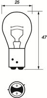 MOTAQUIP VBU566 - año construcción hasta: 03/1998<br>Tensión [V]: 12<br>Potencia nominal [W]: 21<br>Tipo de lámpara: P21W<br>Tipo de lámpara: PR21W<br>Cantidad: 1<br>Versión: Single Box<br>Versión: Standard<br>Modelo de zócalo, bombilla incandescente: BA15d<br>