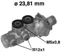 BREMBO M61127 - Diámetro del pistón [mm]: 23,81<br>Número de conexiones: 2<br>Material: Aluminio<br>Rosca 1: M 12 x 1<br>