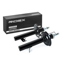 RIDEX 854S2592 - Lado de montaje: Eje delantero, izquierda<br>Sistema de amortiguadores: Bitubular<br>Tipo de amortiguador: Presión de gas<br>Tipo de amortiguador: Columna de amortiguador<br>Tipo de sujeción de amortiguador: Espiga arriba<br>