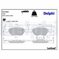 DELPHI LP1469 - Juego de pastilla, freno de estacionamiento de disco